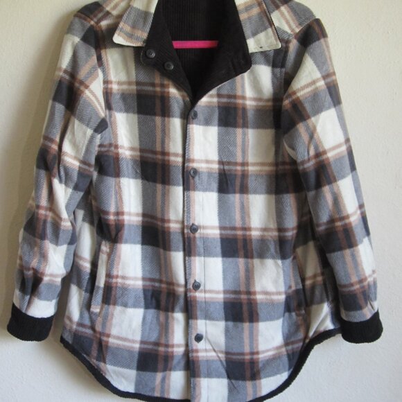 Corduroy Reversible Button Down Jacket with Matching Plaid Lining from Love Tree - Picture 3 of 8